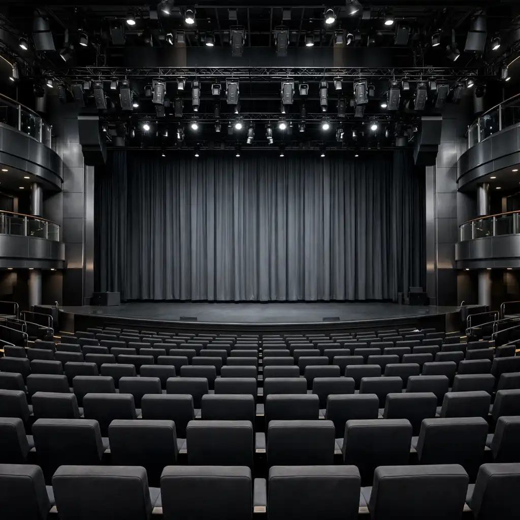 Wnętrze teatru na statku wycieczkowym z widownią i sceną